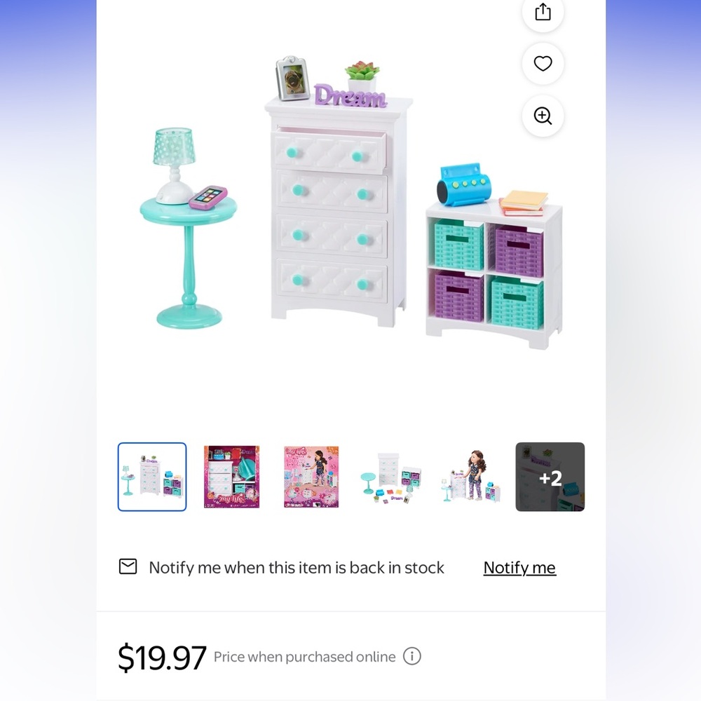 My Life As Bedroom Play Set for 18-inch Dolls, 16 Pieces Doll